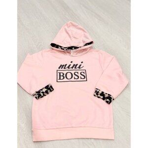 Girls Long Sleeve Pink and Leopard Hoodie Mini Boss Shirt 5T